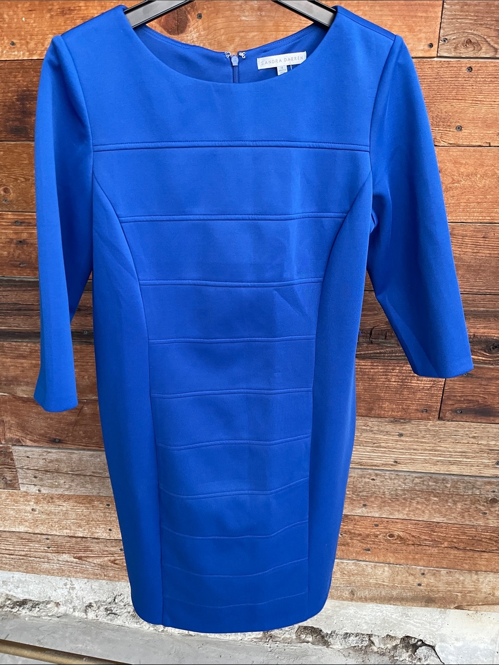 Sandra Darren Royal Blue Sheath Dress Size 14 Career Cocktail Midi